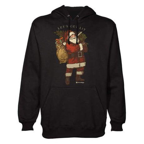 StonerDays Let's Get Lit Stoney Santa Hoodie in brown, front view on a seamless white background