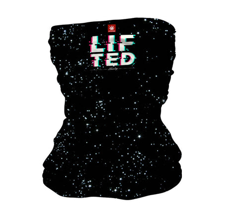 StonerDays Lifted Neck Gaiter featuring galaxy print and logo, versatile polyester apparel