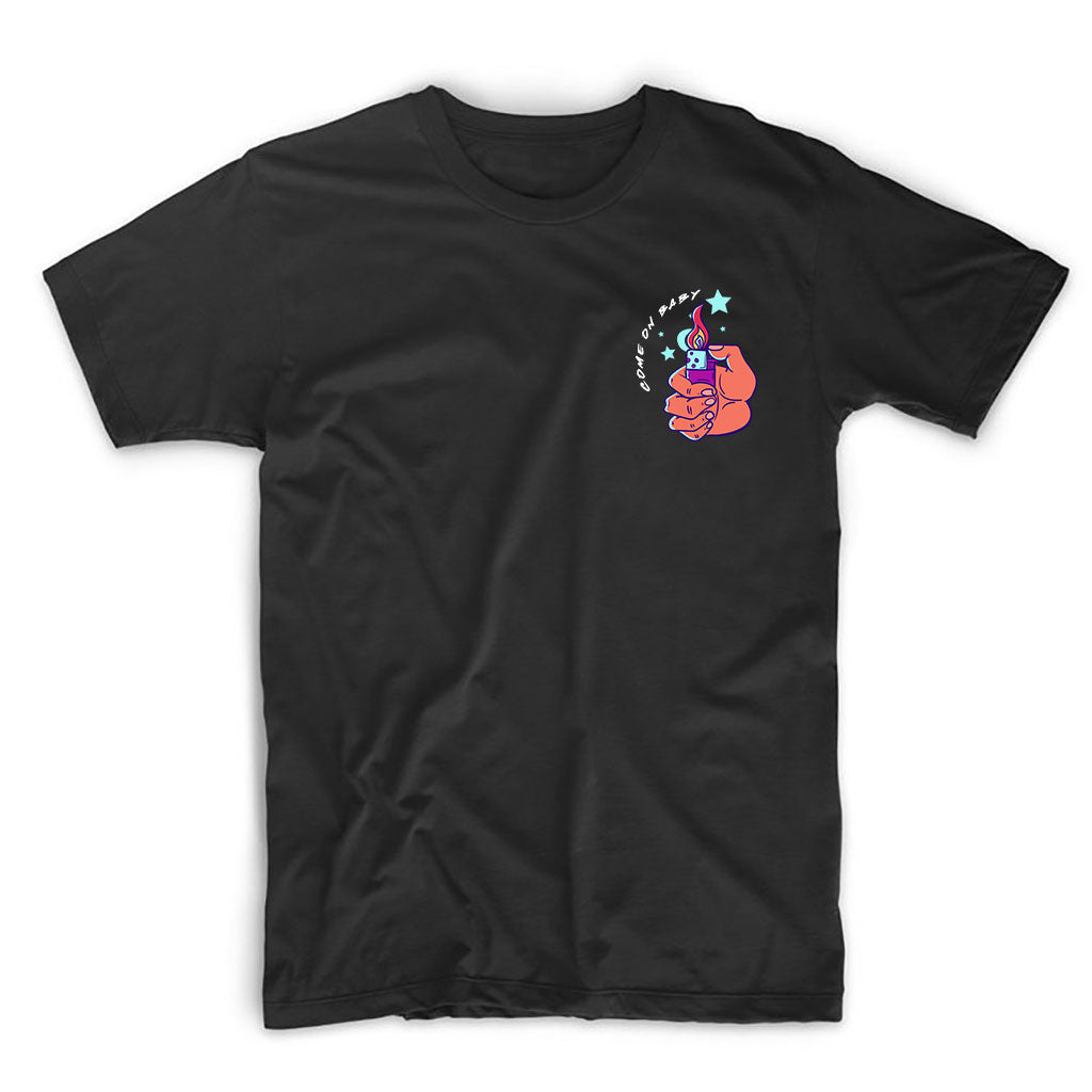 StonerDays Light My Fire Men's T-Shirt in Black, Front View, Size 2XL-3XL Available