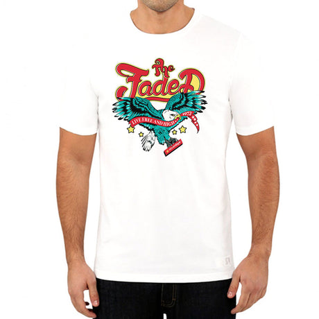 StonerDays Live Free And High White Tee featuring bold graphic print, front view on model