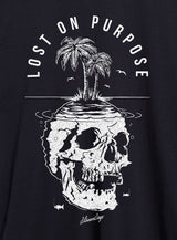 StonerDays Lost On Purpose Hoodie close-up showing graphic design with skull and palm tree