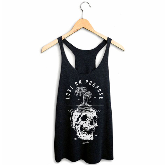 StonerDays Lost On Purpose Women's Racerback Tank Top in Black, Sizes S-XXL