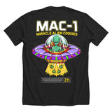 StonerDays Mac-1 men's black cotton t-shirt with alien and UFO graphic, rear view