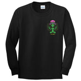 StonerDays Mac-1 Long Sleeve Shirt in Black, Front View with Green Graphic Design