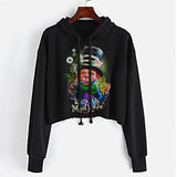 StonerDays Mad Shatter Women's Crop Top Hoodie in Black with Colorful Graphic Design - Front View