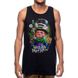 StonerDays Mad Shatter Tank top with vibrant dab straw design, cotton blend, front view on model