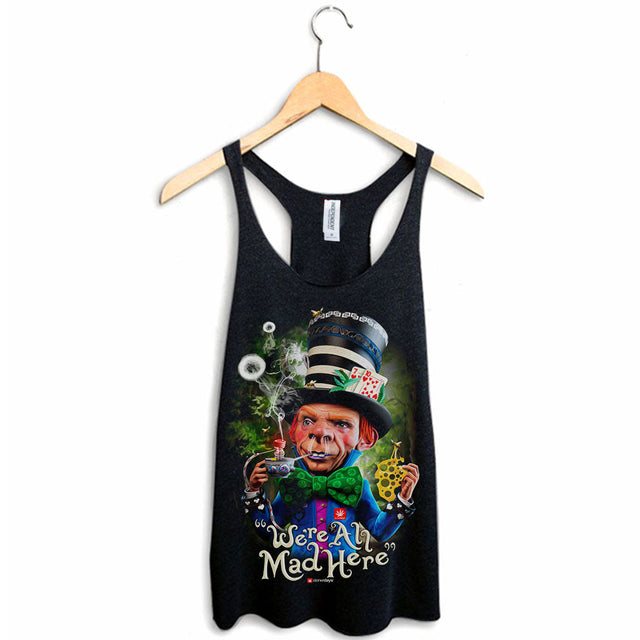 StonerDays Mad Shatter Women's Racerback Tank Top with Psychedelic Design on Hanger