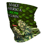 StonerDays Maga Grow Neck Gaiter featuring cannabis leaf design and slogan, made with polyester