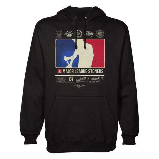 StonerDays Major League Stoner Hoodie in black with red and blue graphic, front view