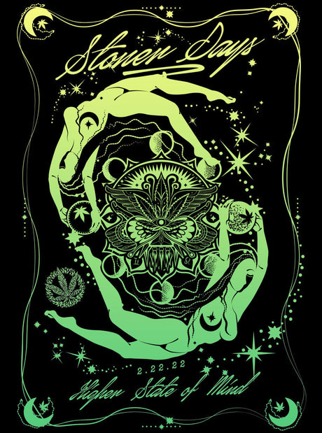 StonerDays Mandala 222 Women's Racerback Tank Top in Black with Green Print