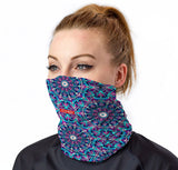 StonerDays Mandala Eye Pattern Neck Gaiter in UV Reactive Colors on Model