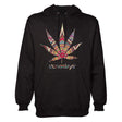 StonerDays Mandala Hoodie in black with colorful cannabis leaf design, front view on white background