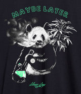 StonerDays Maybe Later Panda T-Shirt, black cotton with relaxed panda graphic, men's size options