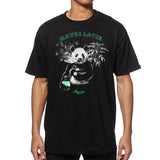 StonerDays Maybe Later Panda t-shirt in black, front view on male model, size 2X Large