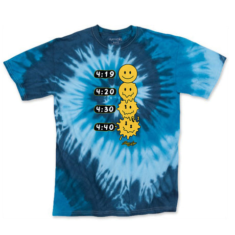 StonerDays Melted Faces Blue Tie Dye T-Shirt front view on white background