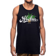 StonerDays Men's Aloha Tank Top in black cotton, front view on model, sizes S to 3XL