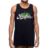 StonerDays Men's Aloha Tank Top in black cotton, front view on model, sizes S to 3XL