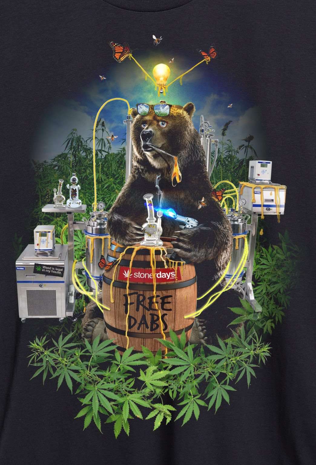 StonerDays Men's Tank featuring a bear graphic with "Free Dabs" text, ideal for concentrate enthusiasts.