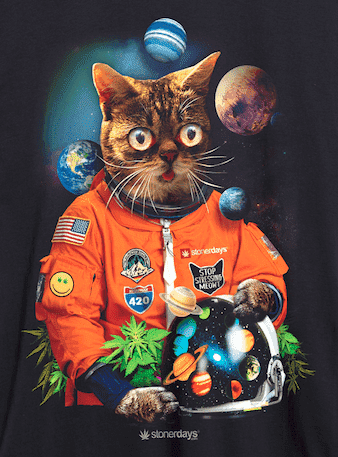 StonerDays Men's Catstronaut Tank Top in Cotton featuring Space-Themed Cat Graphic