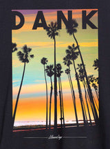 StonerDays Men's Dank Trees Tee in Orange with Sunset Palm Graphic - Front View