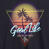 StonerDays Men's Good Life Tank in Black with Tropical Sunset Graphic, Size Options Available