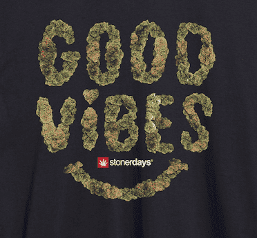 StonerDays Men's Good Vibes Nugs Tank Top in Black Cotton with Chillum Design - Front View