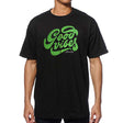 StonerDays Men's Groovy Vibes Tee in black with green text, front view on white background