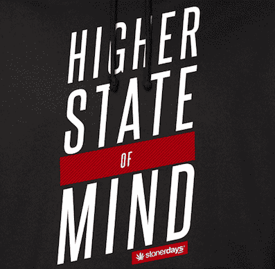 StonerDays Men's Tee in Red & White with 'Higher State of Mind' Slogan, Cotton, Front View