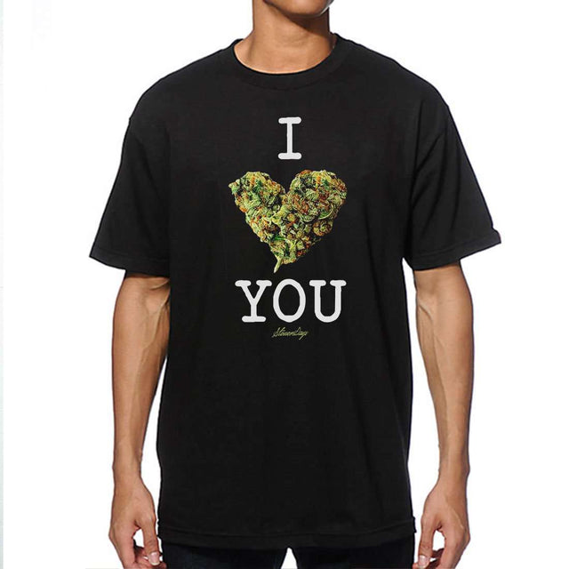 StonerDays Men's I Bud You Tee in Black - Front View on Model