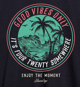 StonerDays Men's Black Cotton Tee with 'Good Vibes Only' Graphic Front View