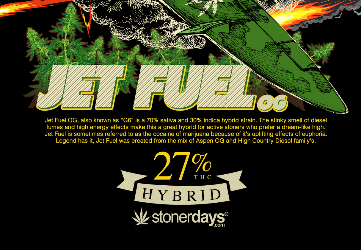 StonerDays Men's Jet Fuel Tee in Green with Bold Graphic Front View