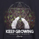 StonerDays Men's Cotton Tee with Sacred Geometry and Cannabis Motif, Close-up Front View