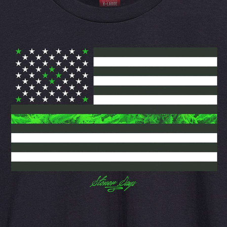 StonerDays Men's Legalize Freedom Tank in black, close-up of cannabis leaf flag design