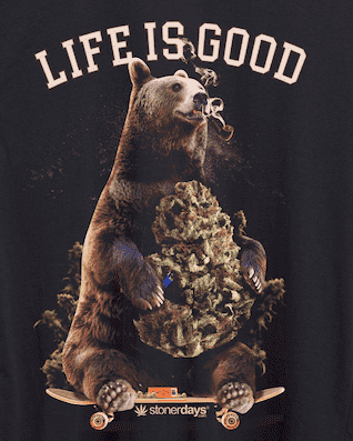 StonerDays Men's Cotton Tank with Graphic Bear on Skateboard, Life Is Good Print