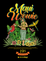 StonerDays Men's Maui Wowie Tee with vibrant tropical print on black background