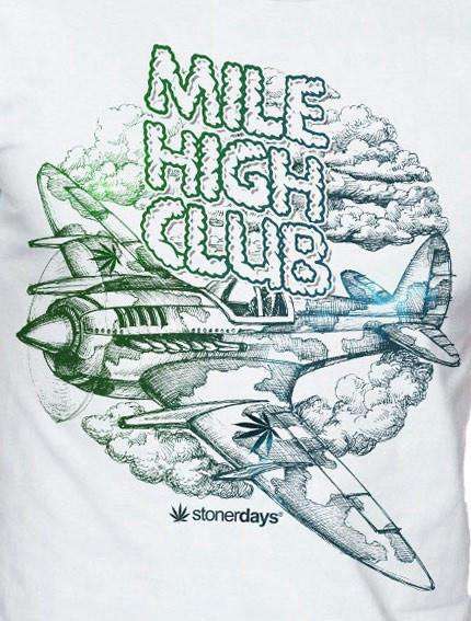 StonerDays Men's Mile High Club Tee in Black, Front View, Cotton, Available in Various Sizes