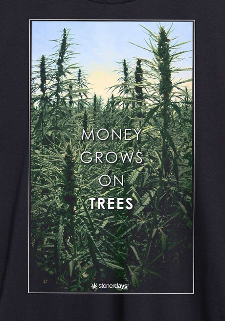 StonerDays Men's Cotton Tank Top with 'Money Grows On Trees' Graphic, Front View