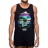 StonerDays Men's Northern Lights Tank Top, Black Cotton, Front View