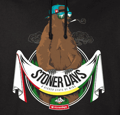 StonerDays Men's Cotton Tank Top featuring Master Kush Bear Graphic, Front View