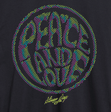 StonerDays Men's Peace And Love Tee in black with vibrant graphic, close-up view