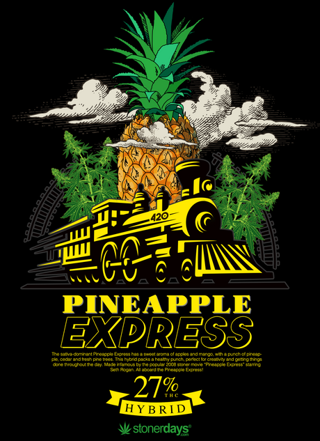 StonerDays Men's Pineapple Express Tee with vibrant graphic print on black background