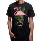 StonerDays Men's Black T-Shirt with Pink Flamingo Graphic, Front View on White Background