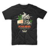 StonerDays Men's Sour Diesel Tee with truck and spoon design on black cotton fabric, front view