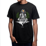 StonerDays Men's Space Concentration Tee in black, front view, featuring astronaut graphic, sizes S-3XL