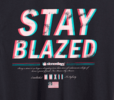 StonerDays Men's Stay Blazed 3D Tee in black cotton, close-up front view