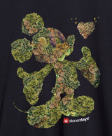 StonerDays Mickey Nugs T-Shirt featuring a cannabis-themed character print on black cotton