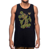 StonerDays Mickey Nugs Tank top in black, front view on male model, sizes S-XXXL, cotton blend