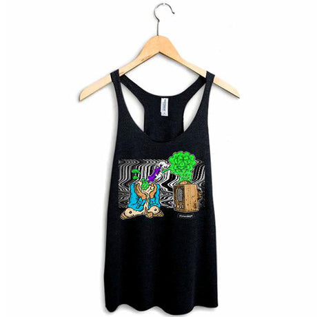 StonerDays Mind Control Tank by Philly Blunts, Women's black cotton blend tank top with psychedelic print, sizes S-XXL