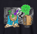 StonerDays Mind Control Tee close-up with psychedelic print on black cotton