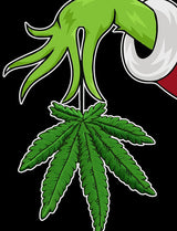StonerDays Mistlestoned Women's Crop Top Hoodie design close-up with cannabis leaf